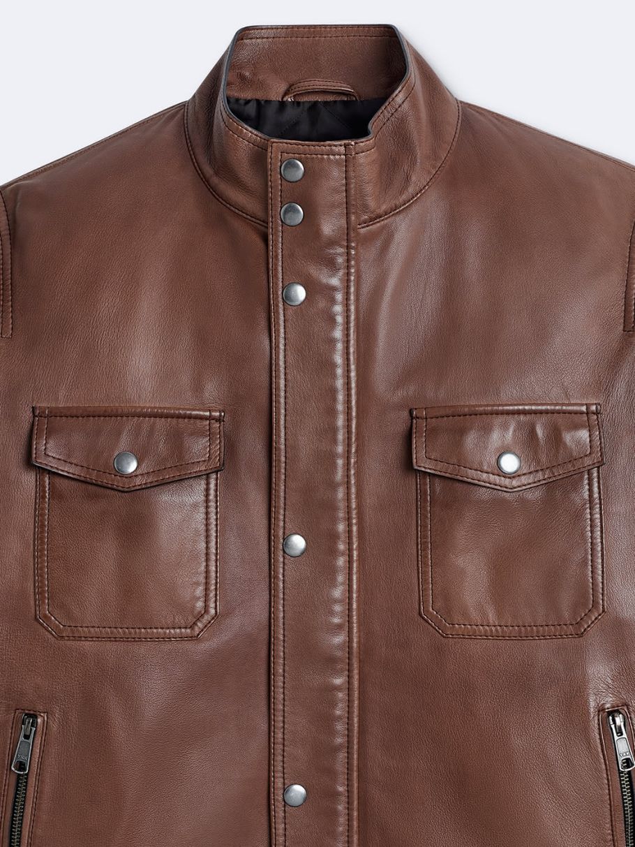 Blouson en cuir col montant