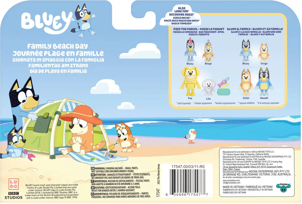 BLUEY - LA FAMILLE A LA PLAGE - 4 FIGURINES