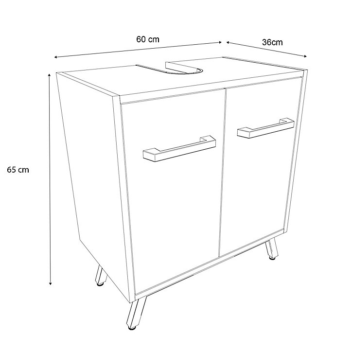 Meuble sous lavabo à poser GoodHome Ladoga L. 60 x H. 65 x P. 36 cm