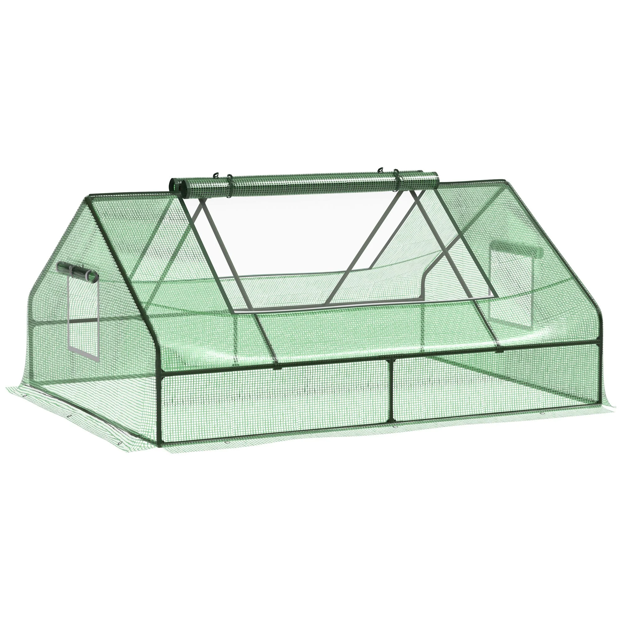 Estufa de jardim Outsunny, tipo galpão de aço e plástico, 180x140x80 cm, com portas de enrolar e janelas para cultivo de plantas, vegetais, flores e muito mais.