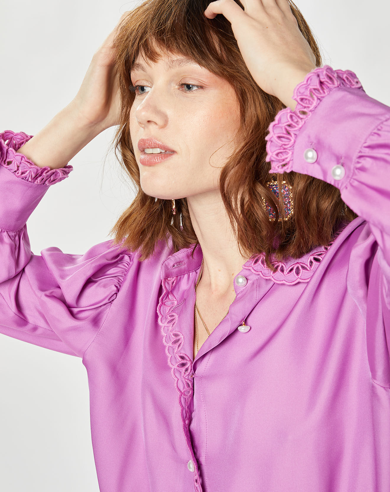 Manoush Chemise en Soie mélangée Doggy lilas