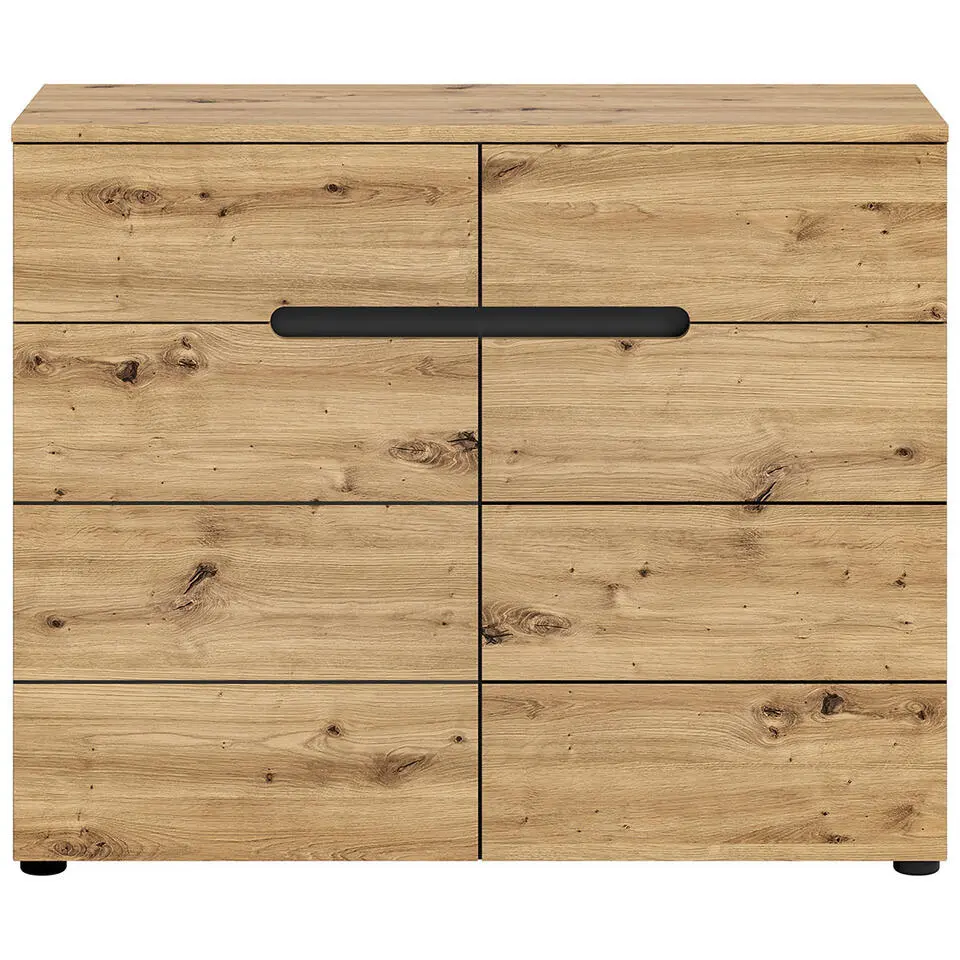 Hioshop Canu ladekast - 2 laden 2 deuren - eiken decor