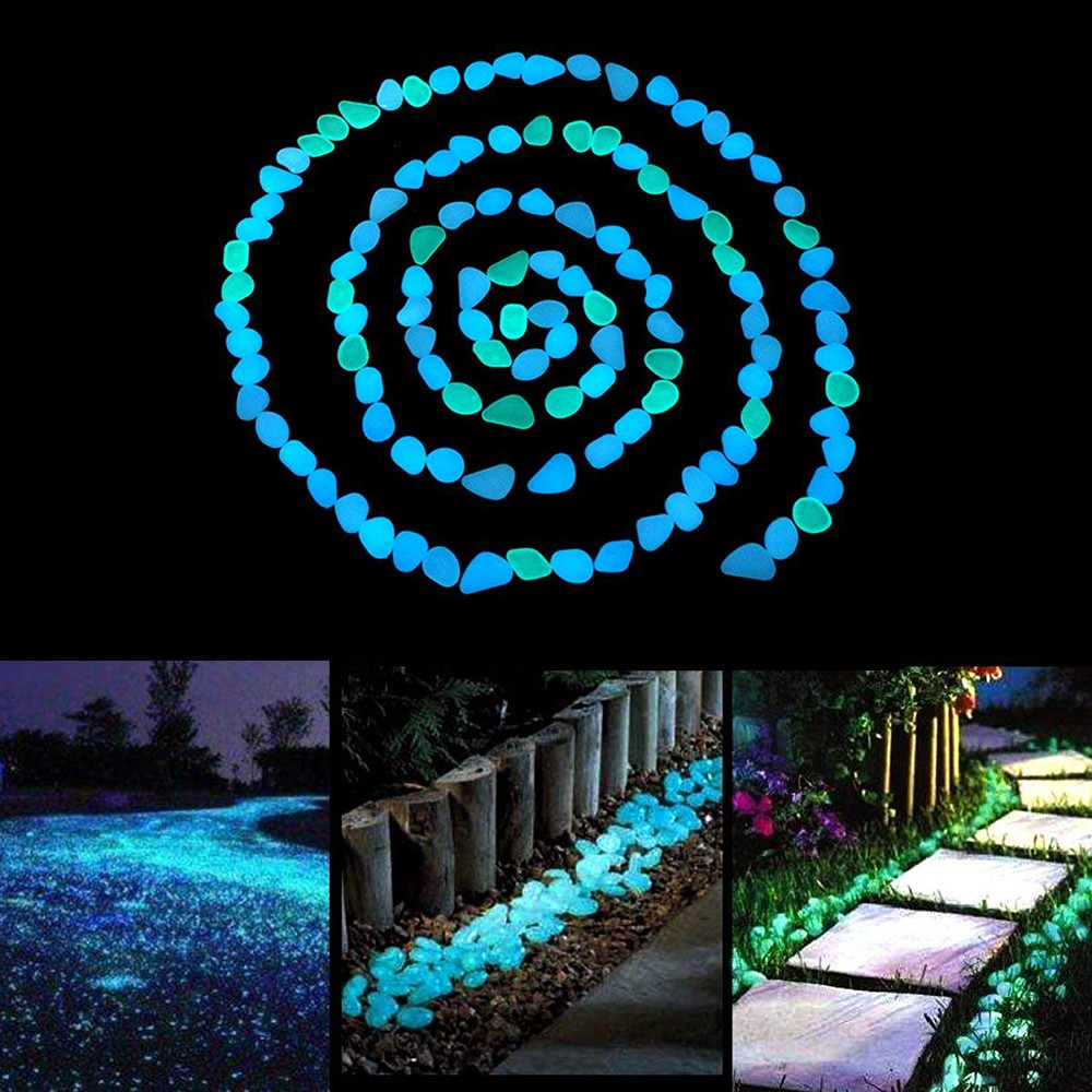 (100er Set) 10mm Fluoreszierende Pebble Steine Leuchtende Mini Kieselsteine für Home / Garten / Aquarium Deko - Gelb