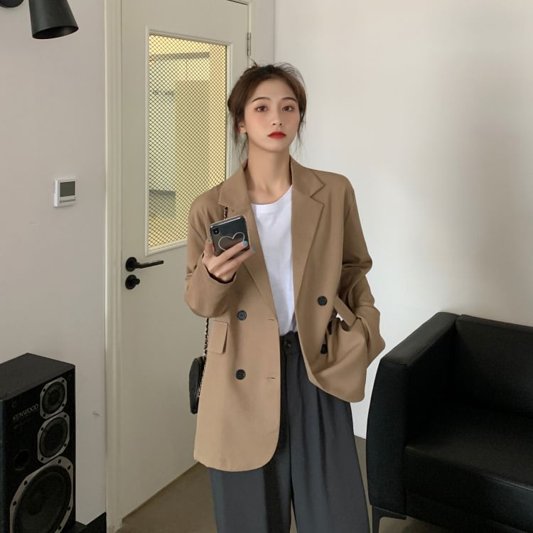 Yako - Oversized dubbelrijs blazer met lange mouwen