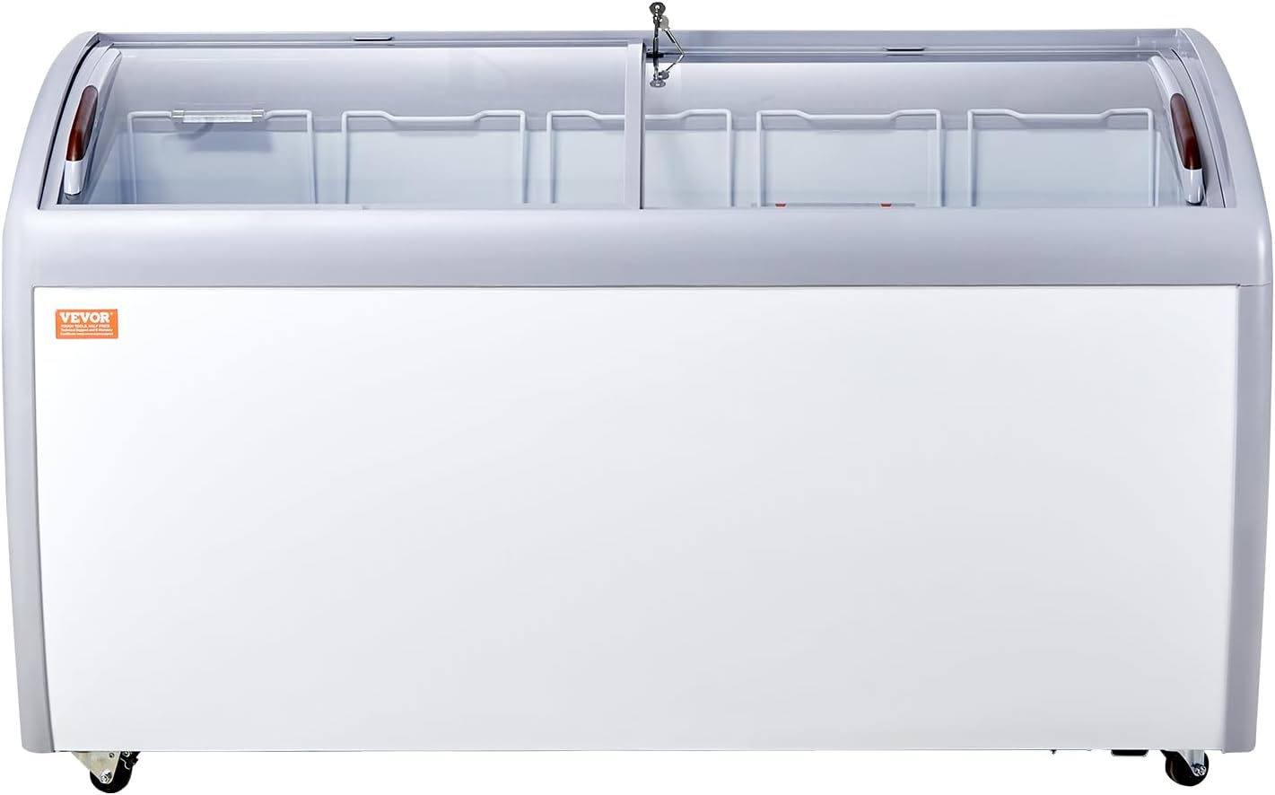 VEVOR Vitrine Réfrigérée à Crème Glacée Commerciale, Comptoir à Glace 460 L, Congélateur Mobile avec Dessus en Verre, 5 Paniers Métalliques, 2 Portes Coulissantes en Verre, Roulettes Verrouillables