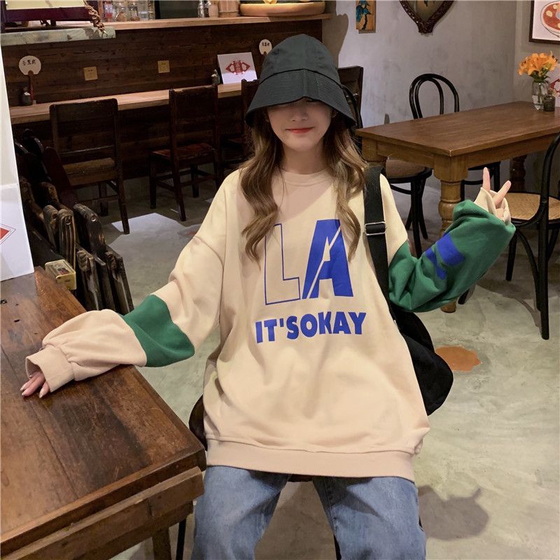 Iduna - Sweatshirt met letterprint en kleurblokken