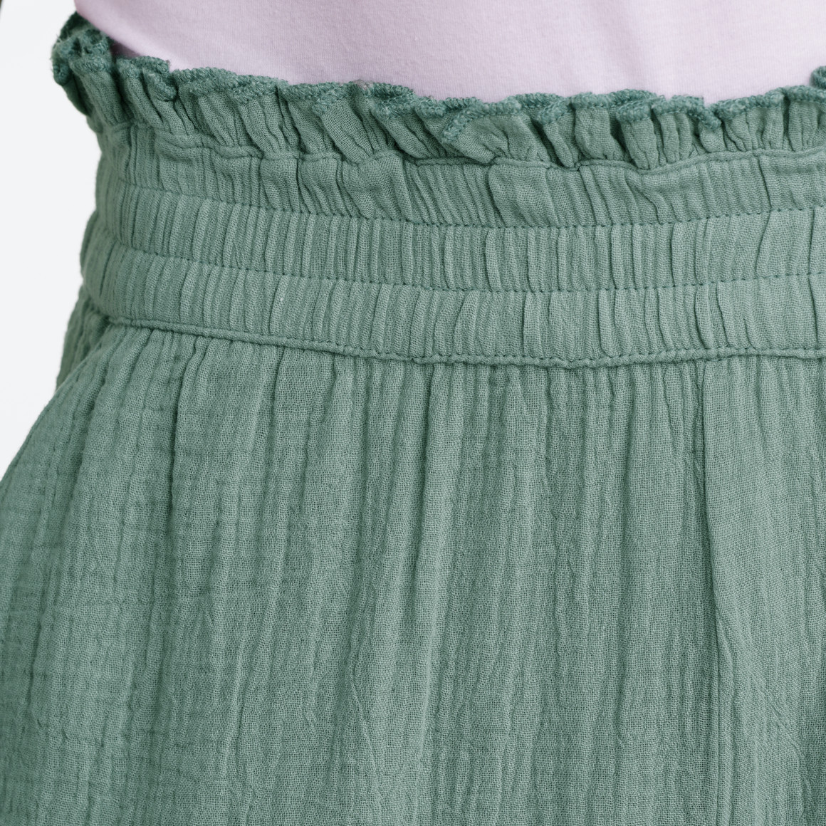 Gina Damen Musselin-Hose mit gerüschtem Bund salbei