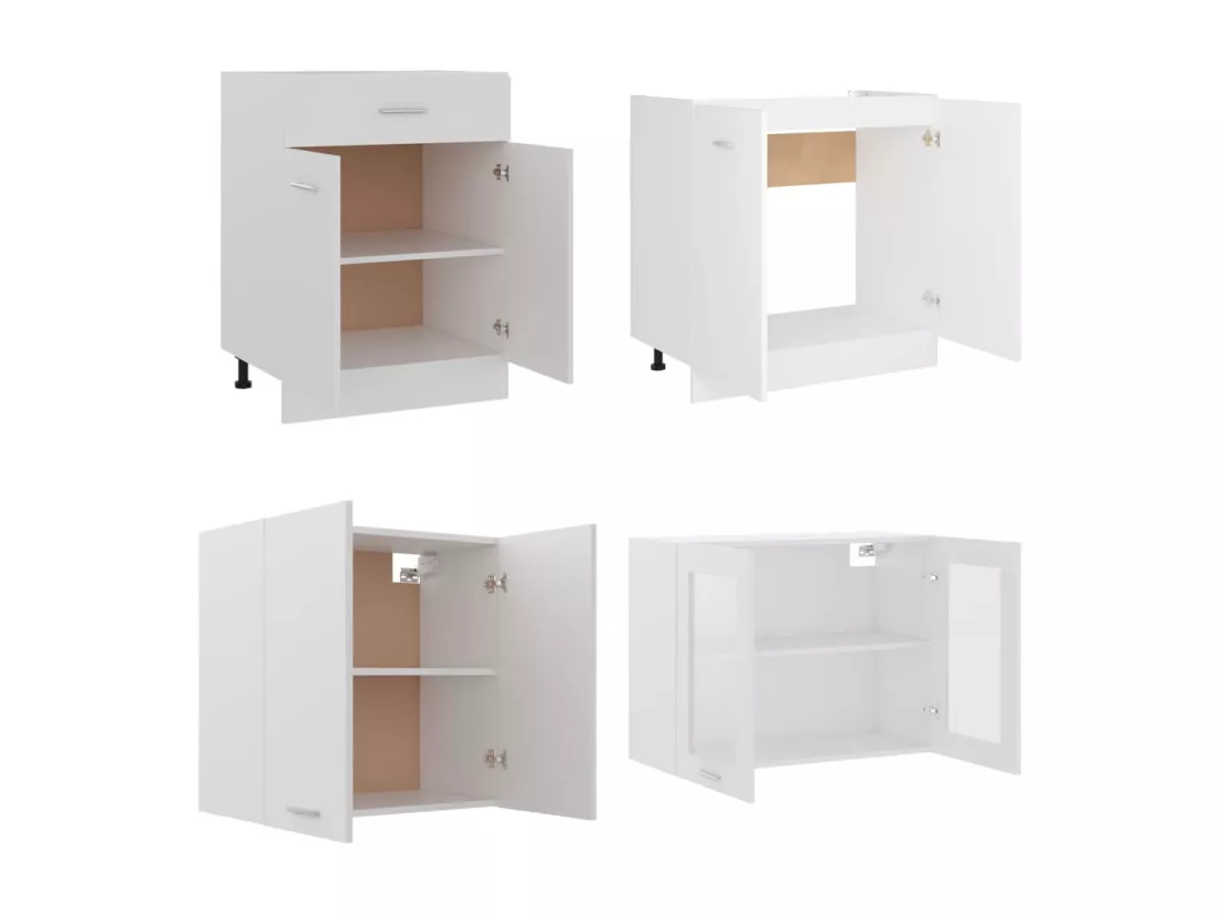 Ensemble de meubles de cuisine 4 pcs Blanc Bois d'ingénierie