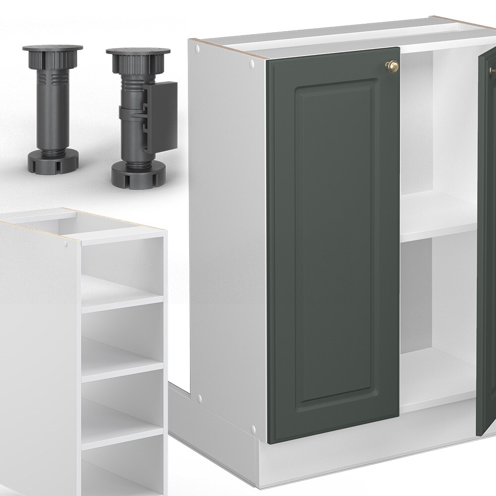 Vicco Kücheninsel Küchenblock Einbauküche Fame-Line Landhaus Weiß Grün 90 cm Gold Küchen Schränke Regalunterschrank Küchenunterschrank Regalinselunterschrank Softclose-Scharnier Küchenmöbel