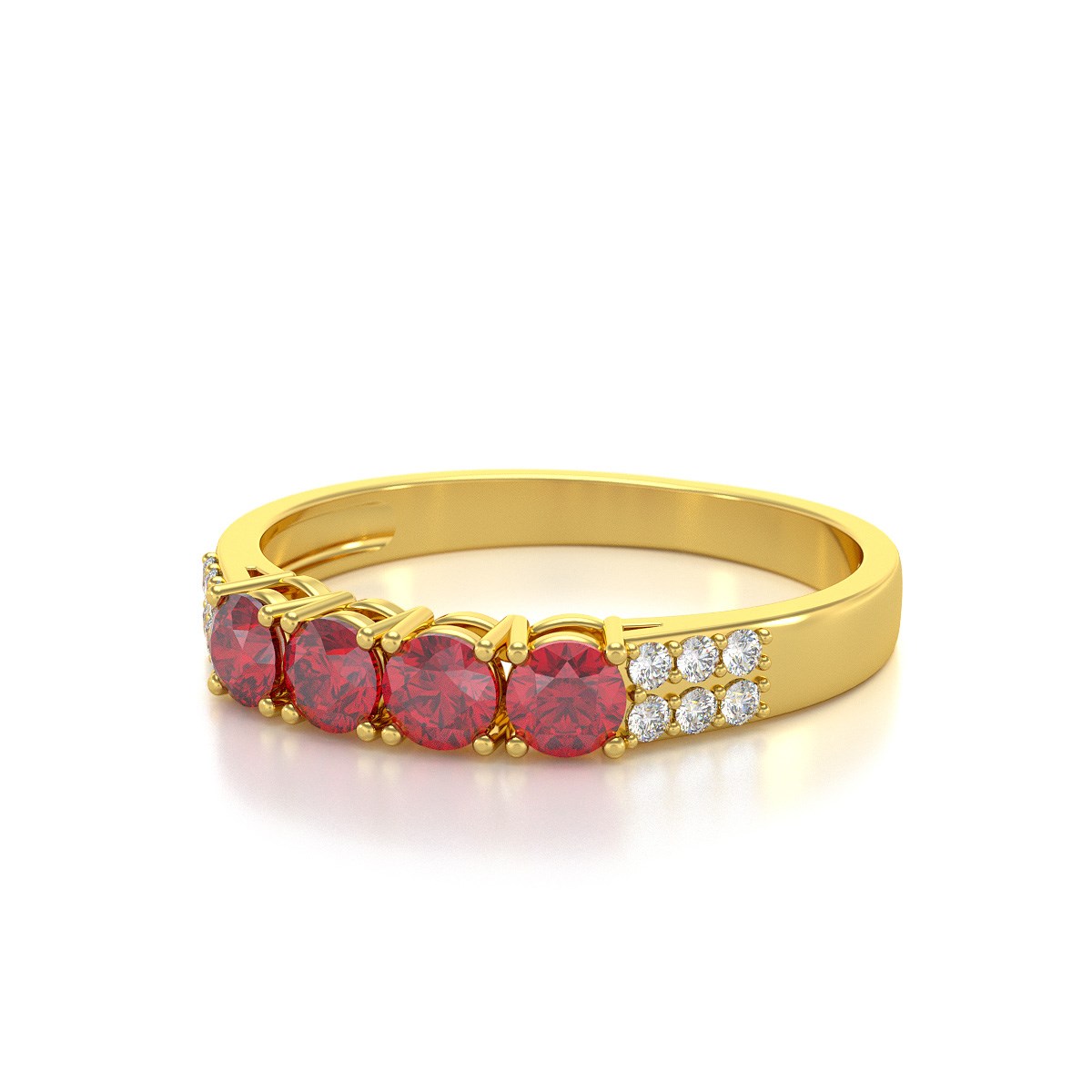 Bague ADEN Or 585 Jaune Rubis et diamants 2.382grs