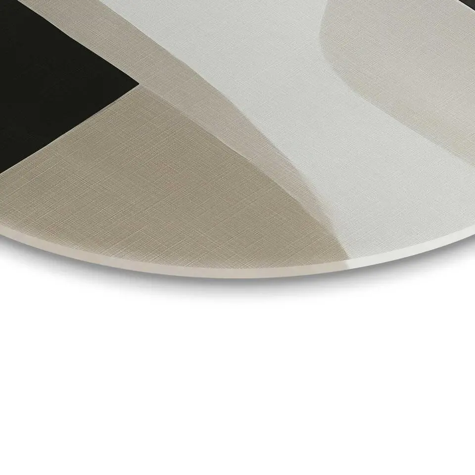 Glasschilderij Abstracte sfeer II - Ø 50cm - Beige