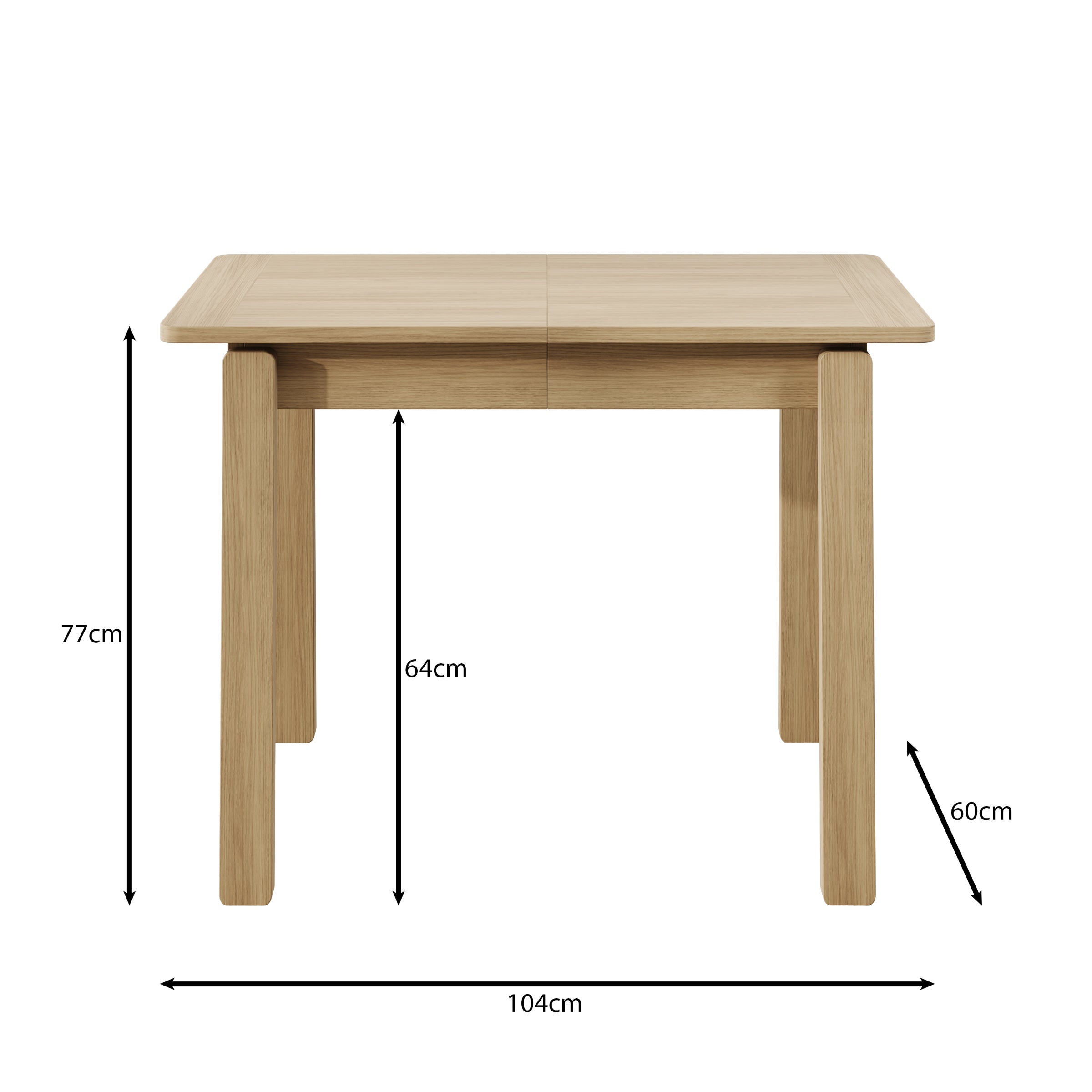 Portino - Eetkamertafel - Licht eiken - 104-224x60x77 cm
