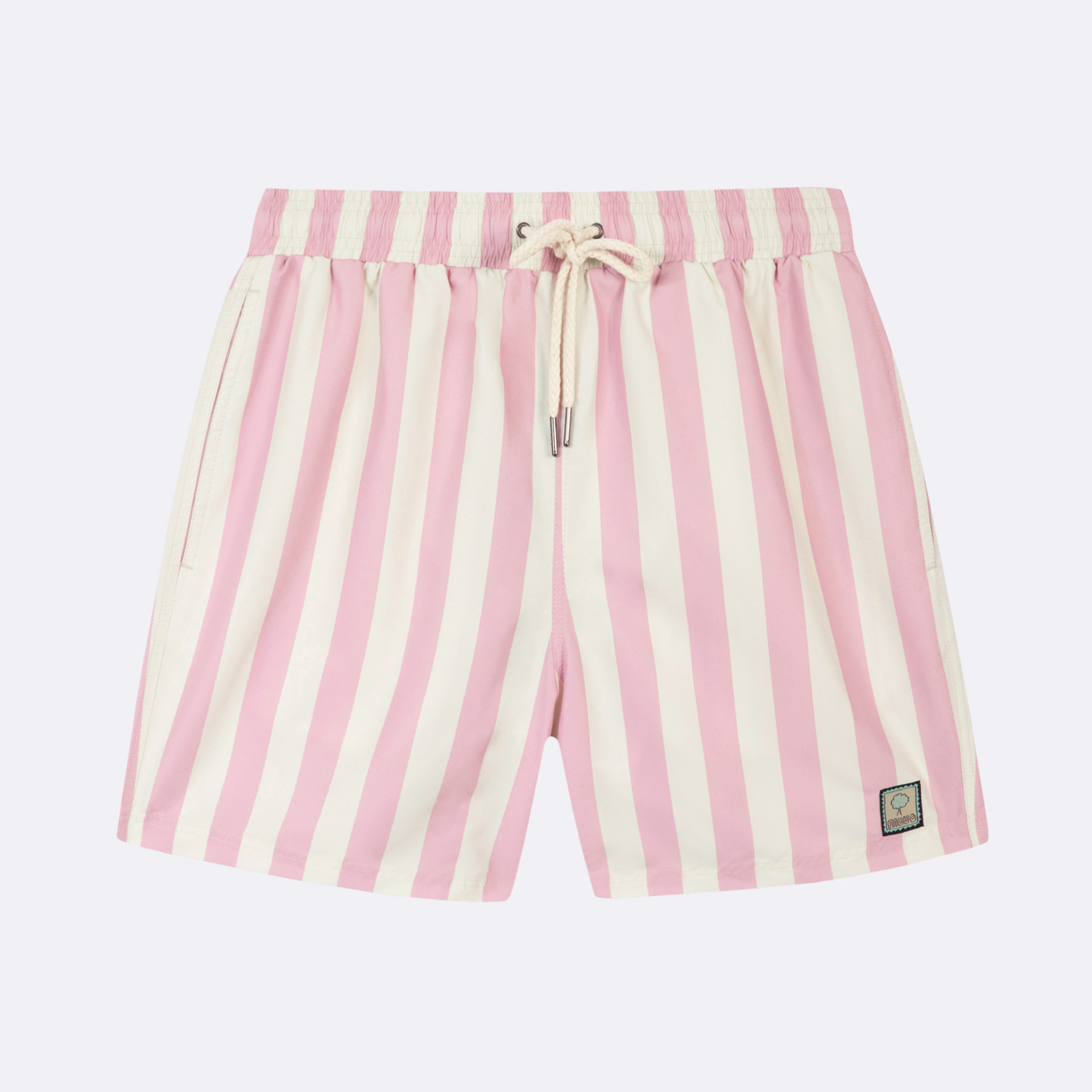 Maillot de bain rayé écru & rose polyester recyclé - modèle mimizan