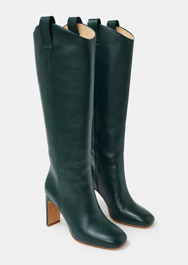 Bottes Khloevert émeraude en cuir