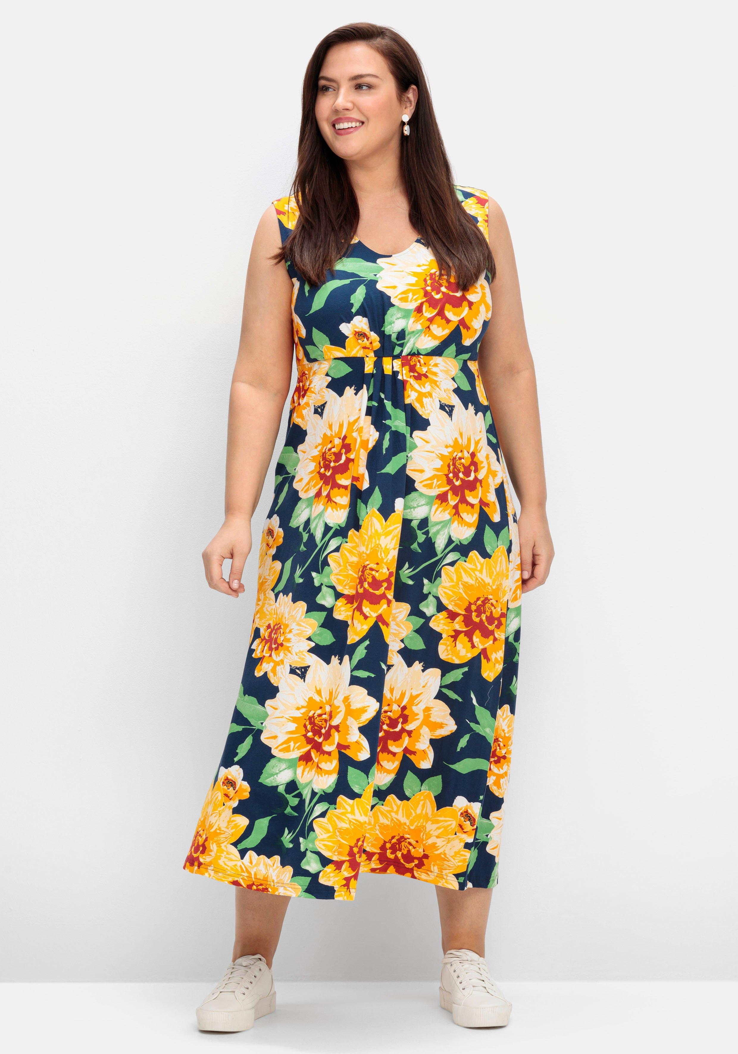 Ärmelloses Jerseykleid mit Blumendruck