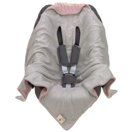 Lässig Baby-Autositz-Decke Strick GOTS für Babies Rosa/Grau