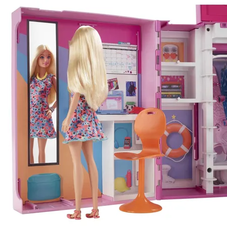 Barbie Traumkleiderschrank und blonde Puppe, über 60 cm Breiter Schrank, mehr als 30 Teile
