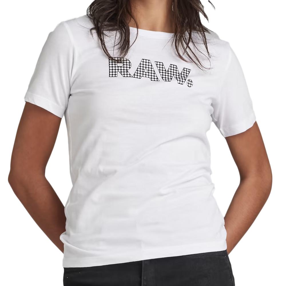 T-shirt Blanc Femme G-Star Raw Anglaise Graphic Raw