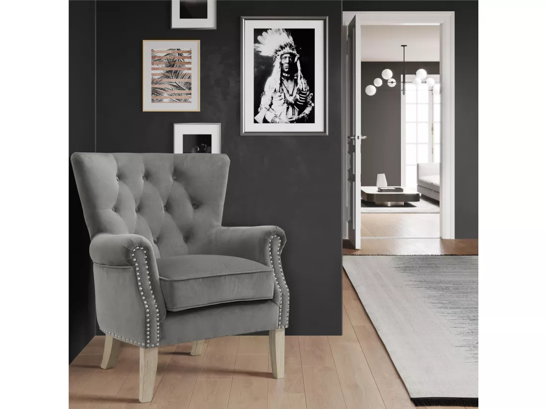 Dorel | Chaise longue tapissée en tissu gris