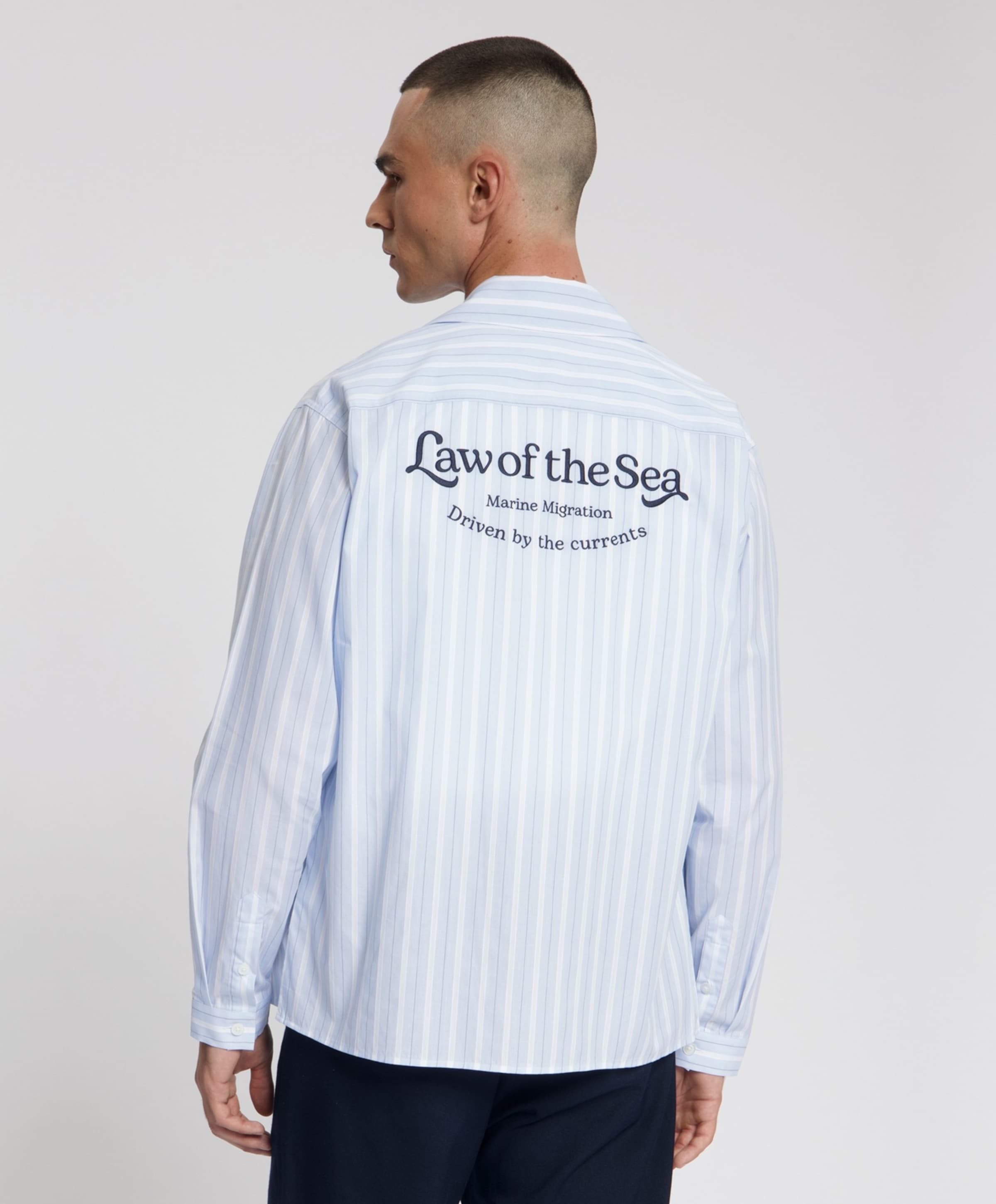 Law of the Sea Heren overhemd lange mouw blauw