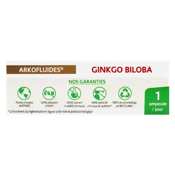 Arkopharma Arkofluides Ginkgo Biloba Memory Concentration 20 ampolas