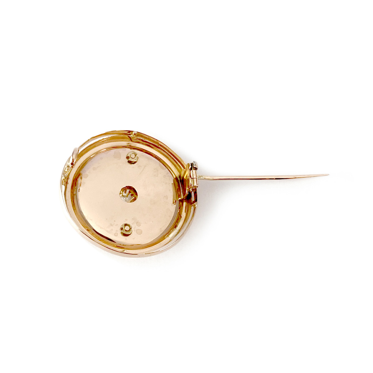 Broche d'occasion or 750 rose diamant perles fines