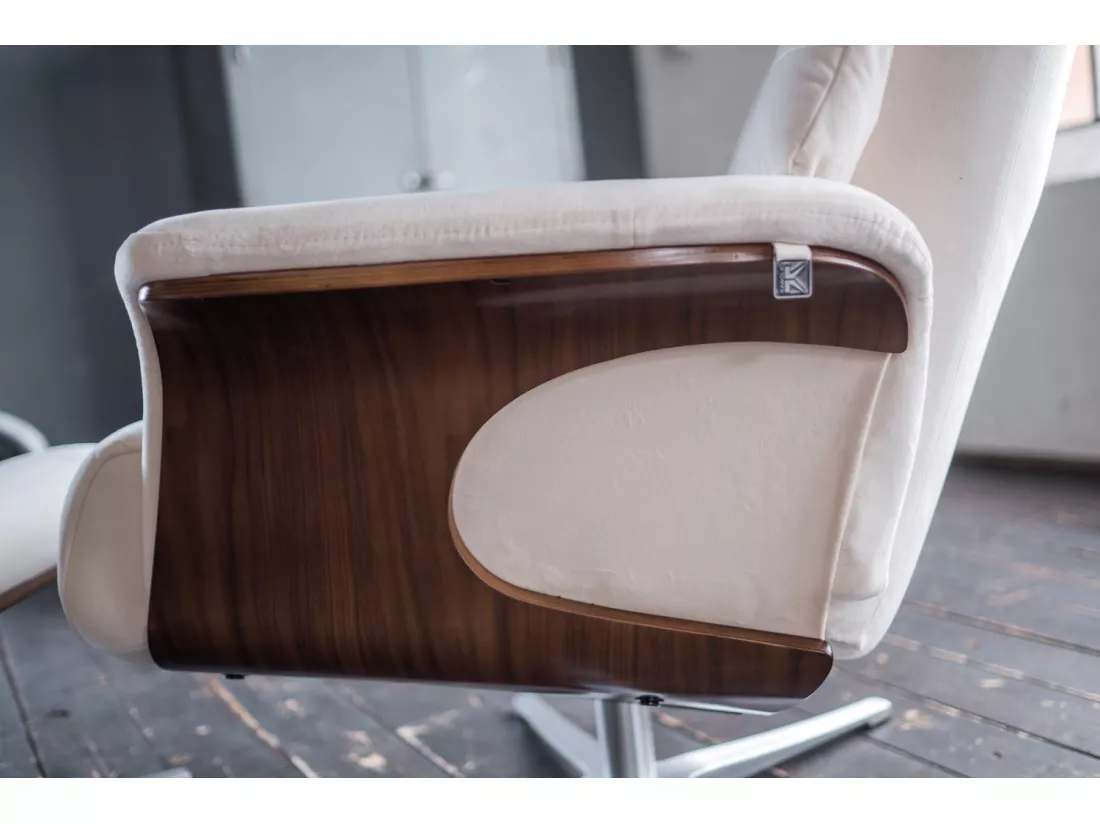 Fauteuil - blanc crème Velours - TOSAR