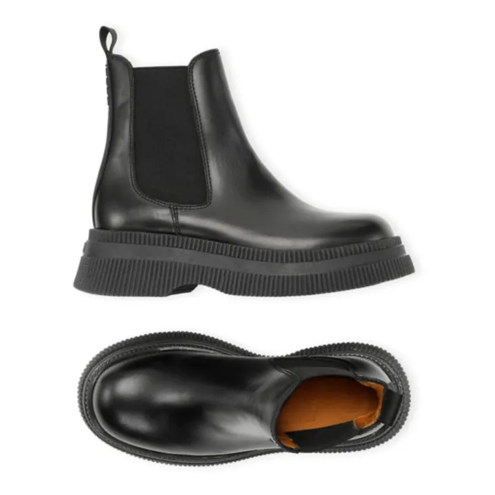 Ganni Chelsea Boots Epaisses Cuir | Noir