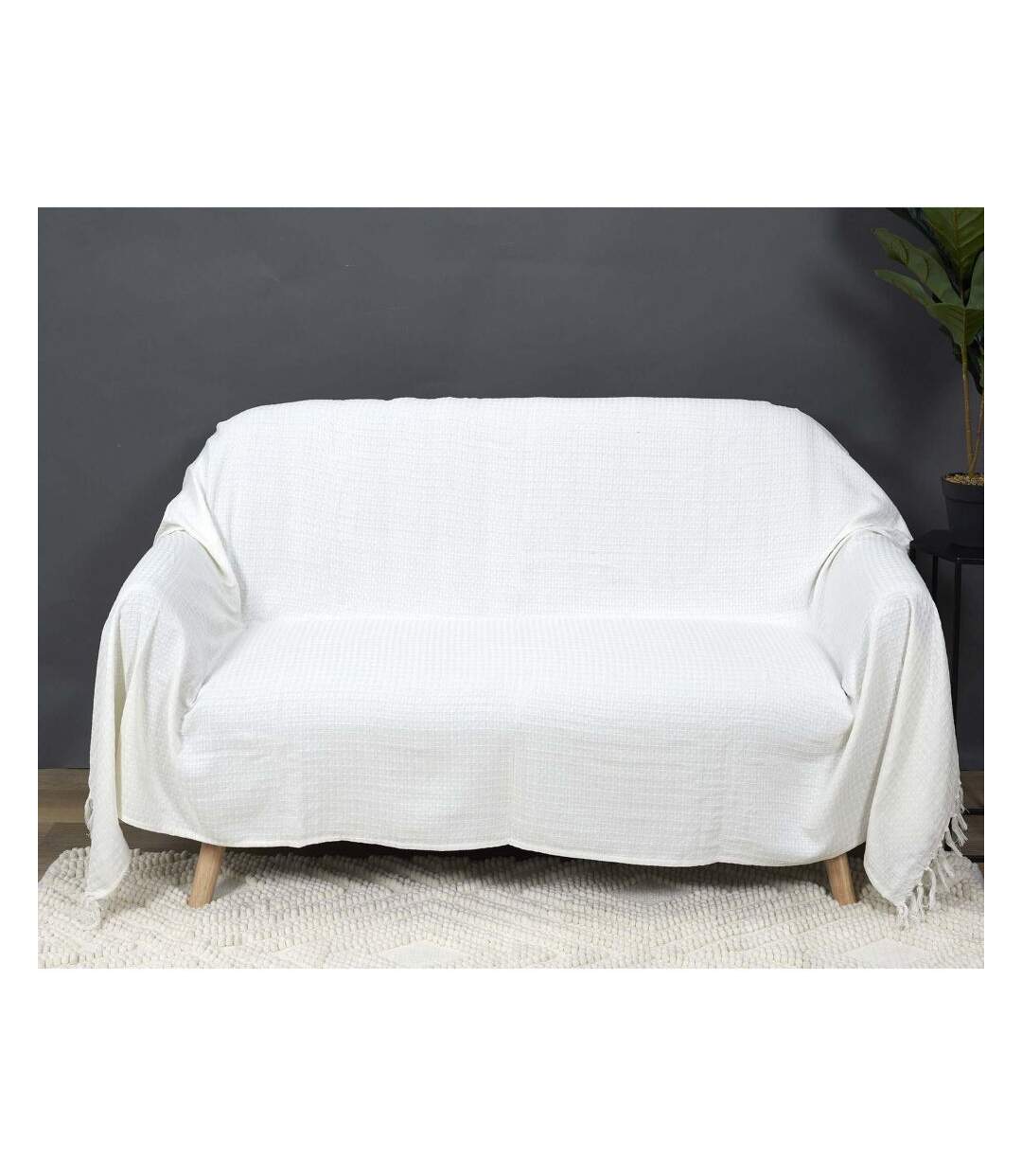 Jeté de canapé en coton gaufré 170 x 250 cm
