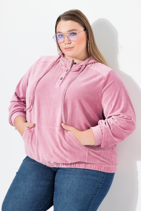 Cord-Hoodie, Oversized, Kapuze, Langarm, Gummisaum