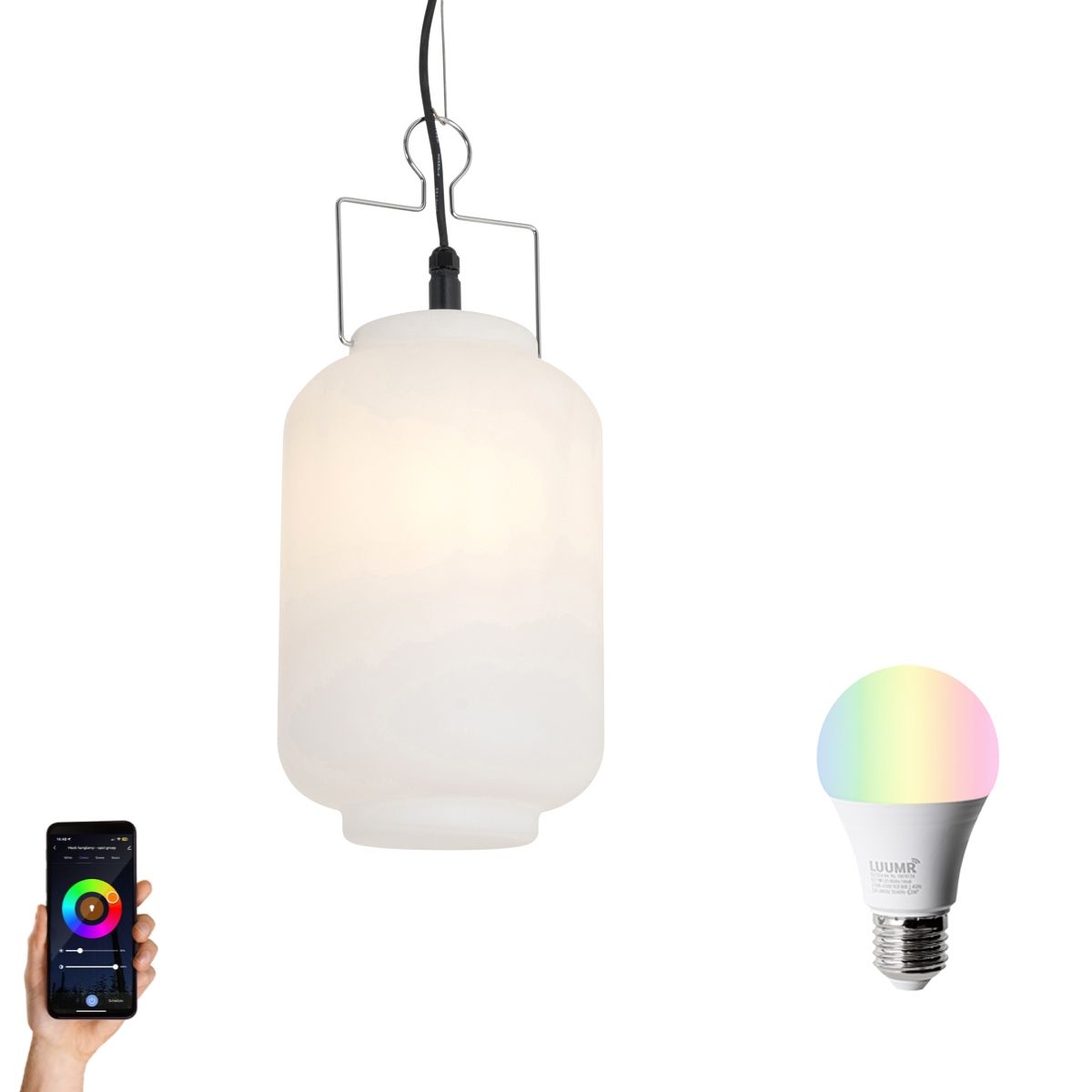 Smart buiten hanglamp wit 20cm incl. Wifi A60 - Pion