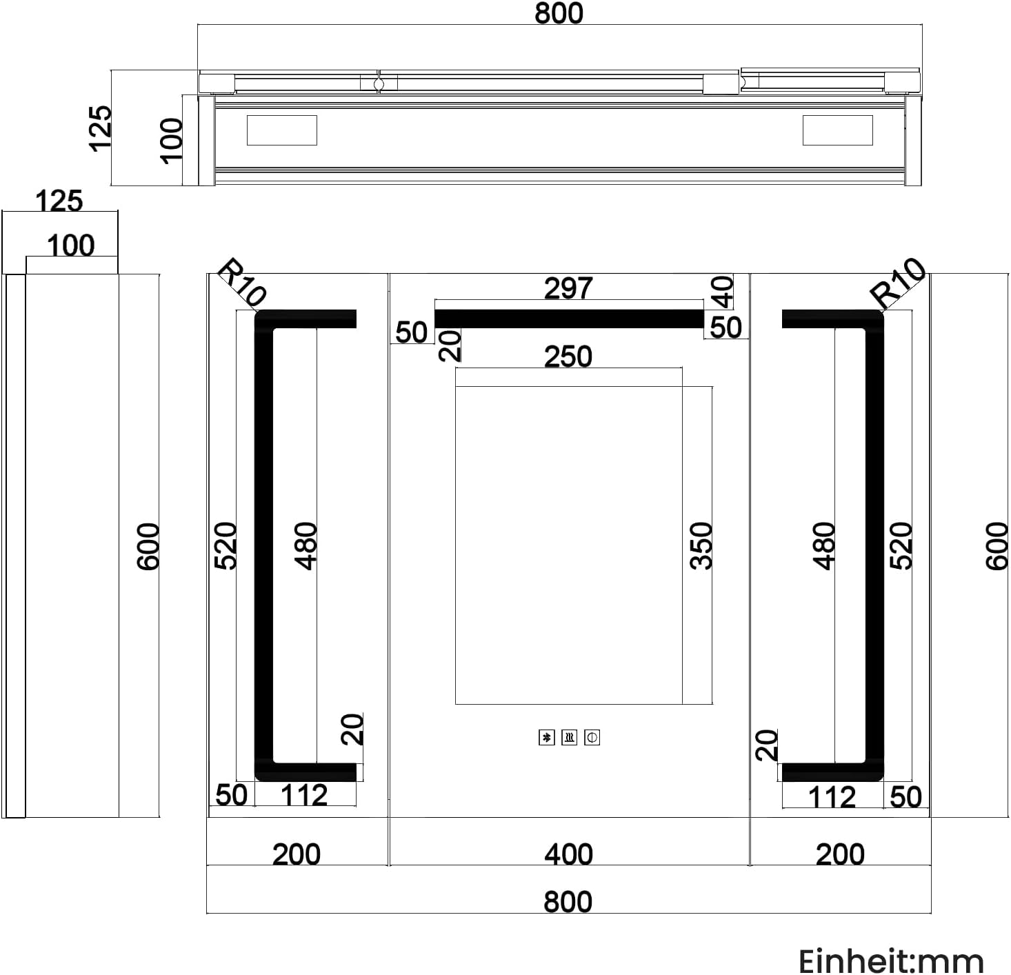 Spiegelschrank Bad mit Beleuchtung 80x60x12,5cm LED Spiegelschrank mit Dimmbar, Verstellbare Glasablage, mit Bluetooth, Touchschalter und Steckdose, Beschlagfrei, Aluminium Badschrank, Siber