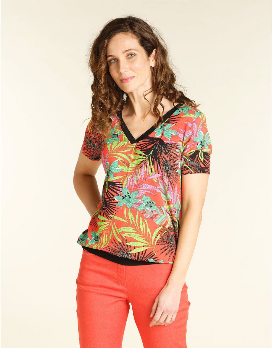 Top maille légère rouge