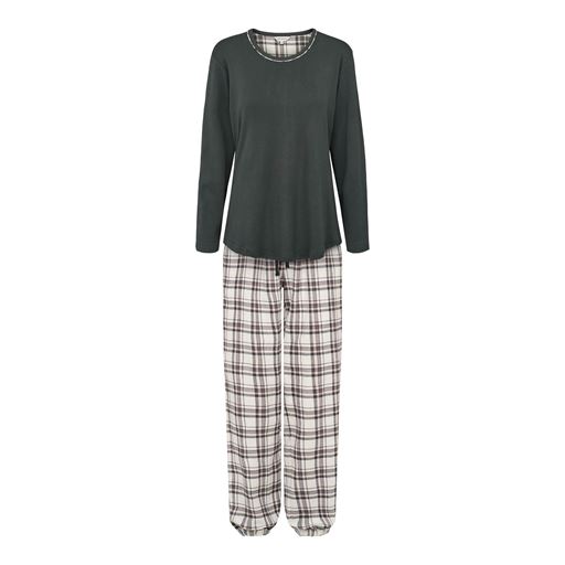 Lady Avenue Cotton Flannel Pyjamas, Graphite, L