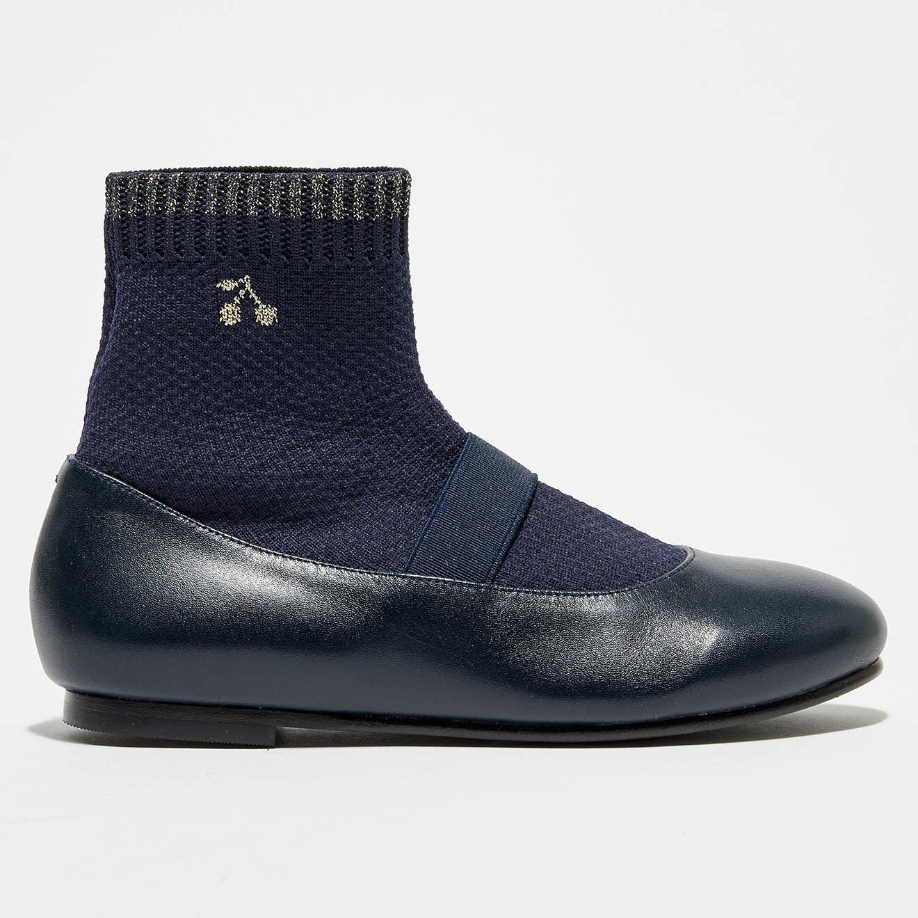 Bonpoint Ballerines en Cuir avec chaussettes Lula marine