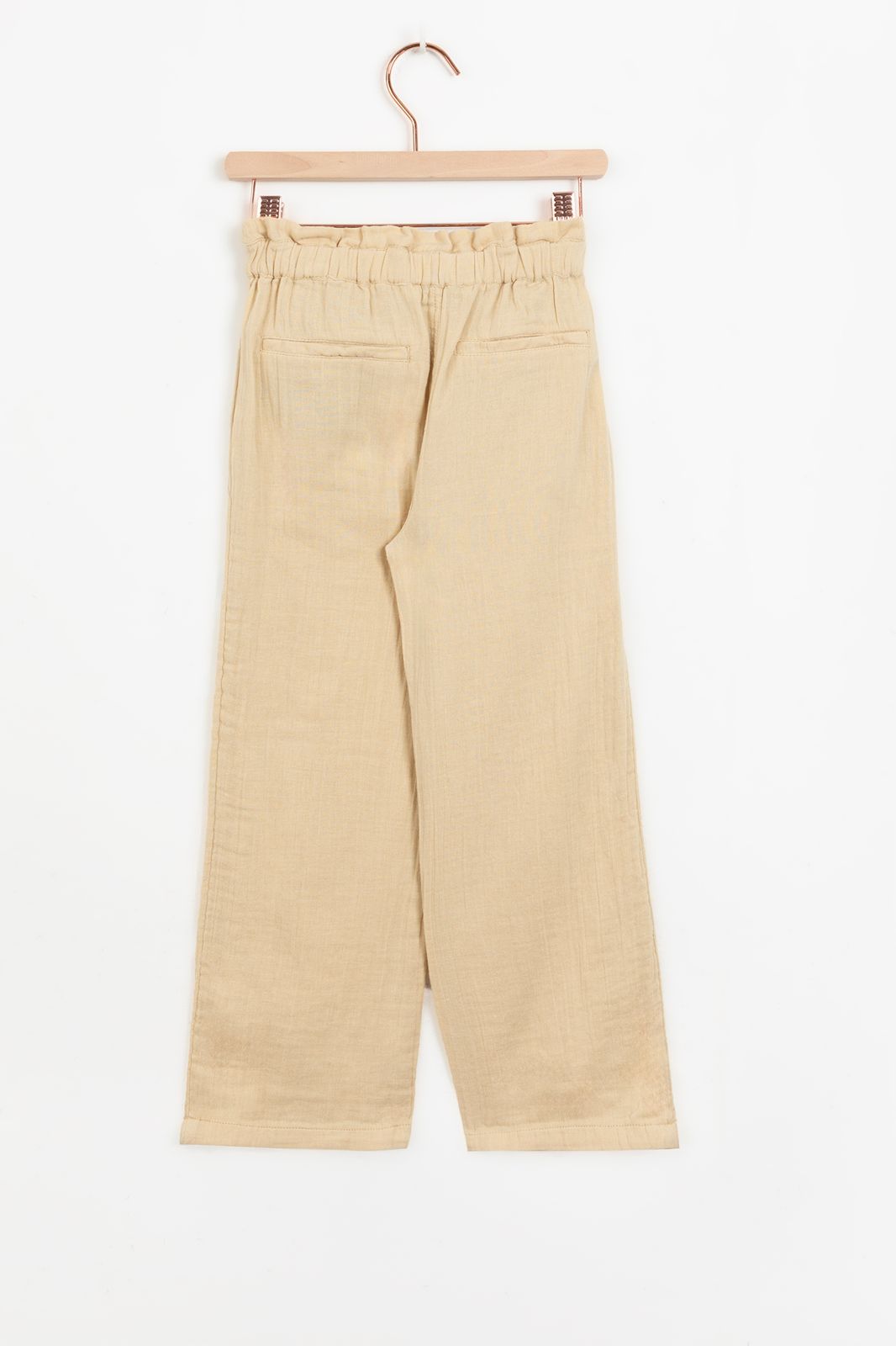 Beige wide leg mousseline broek
