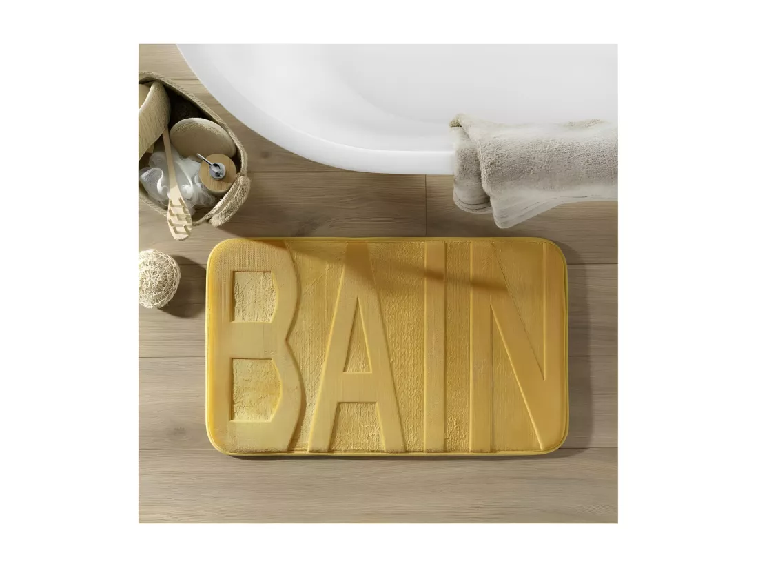 Tapis de Bain 45 x 75 cm Bain Ocre - Microfibre Relief