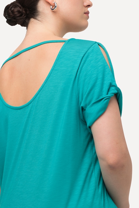 T-Shirt, Drapierung, Cut-Out, Rundhals, Halbarm