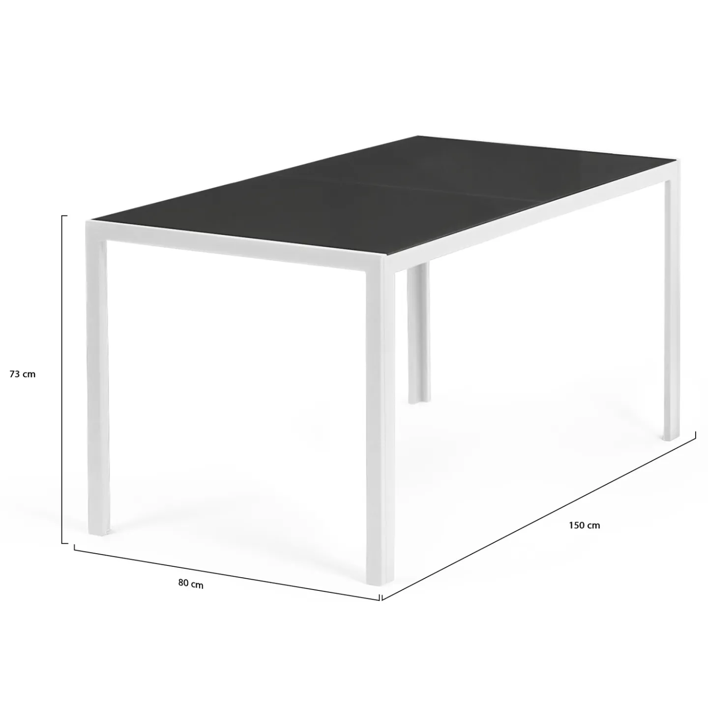 Salon de jardin MADRID table 150 CM et 6 chaises empilables blanc et gris