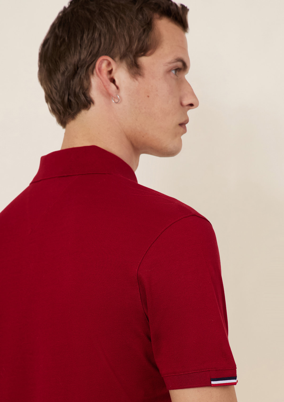 Polo manches courtes Slim en coton uni rouge
