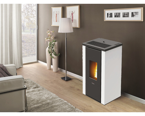 Pegaso Vera pelletkachel, staal, wit, 7 kW