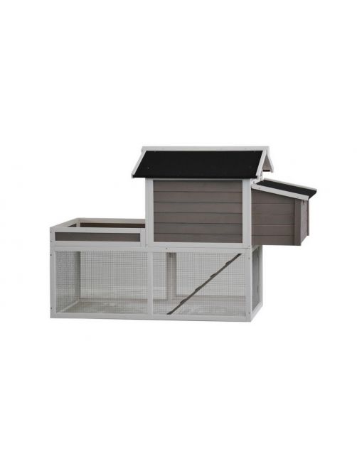 Homestyle Konijnenhok Norway - Dierenverblijf - 170x80x112 cm Donkergrijs Wit