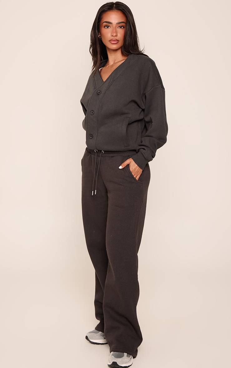 Charbon Jogging Petite Taille À Jambes Larges Avec Taille Élastiquée Et Cordon De Serrage