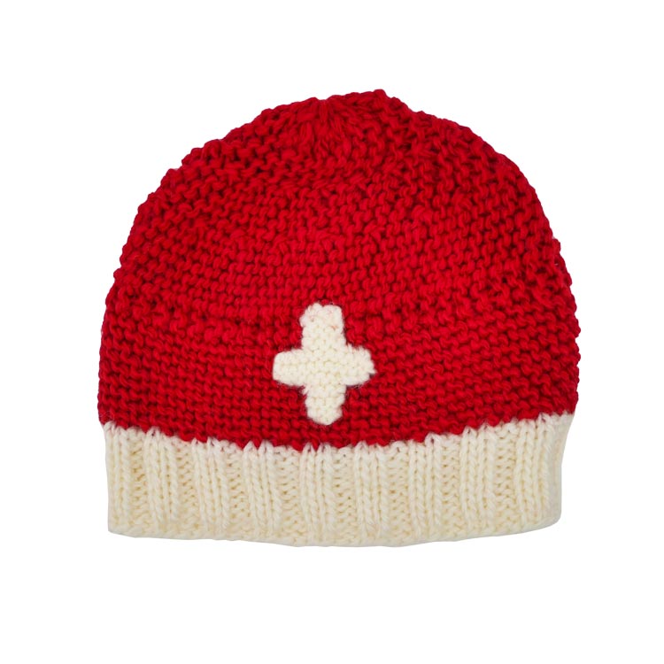 Strickmütze mit CH-Kreuz ohne Bommel