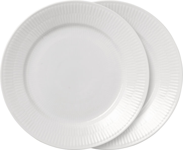 Royal Copenhagen Hvid Riflet 2-pak tallerkner 22 cm Hvid