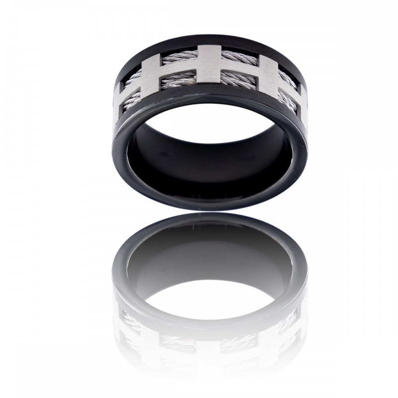 Spendide Bague Anneau Homme Acier Couleur Noir