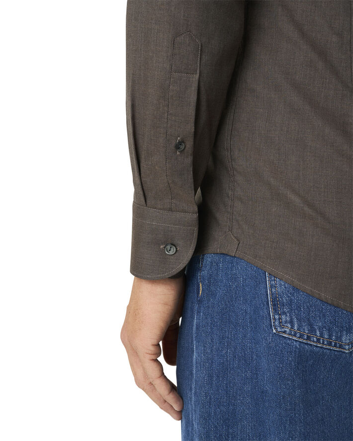 ETON Slim Fit Dark Brown Herringbone Wrinkle Free Flannel Shirt Mørkebrun