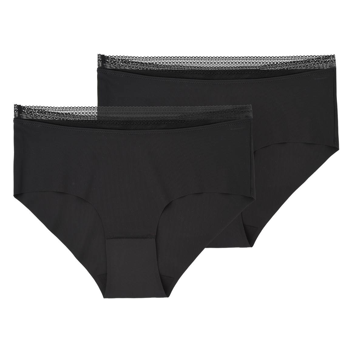 Gina Benotti 2 Damen Seamless-Pantys mit Spitze schwarz
