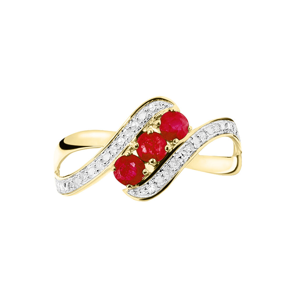 Bague Simma Or Jaune Diamant Et Rubis
