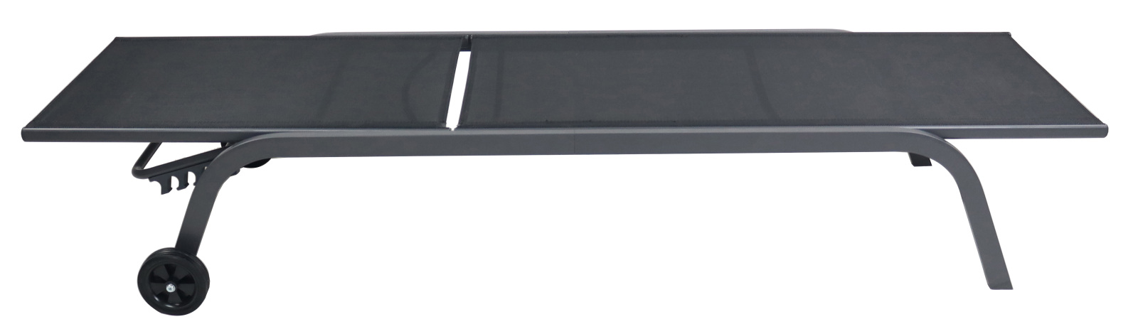 Liegestuhl - schwarz-grau - 192 cm - mit Rollen
